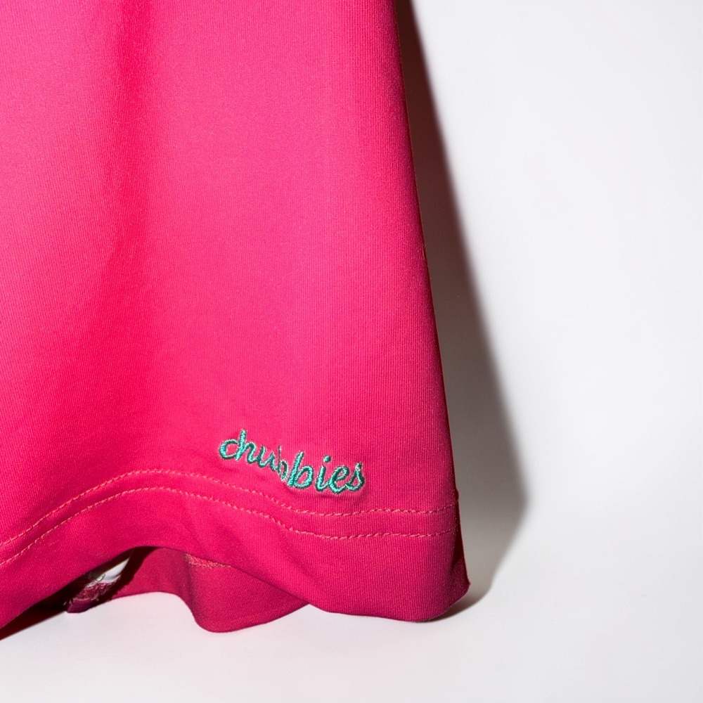 Chubbies Mens Pink Tropical Sunset Palm Tree Performance Polo Shirt Large L - Picture 4 of 6